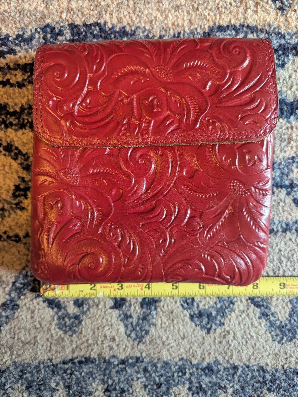 Patricia Nash Leather Tooled Filigree Berry Red Bag